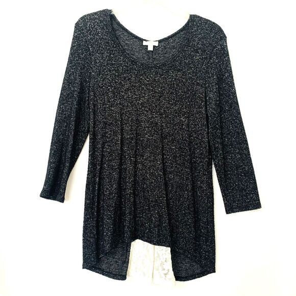 Charming Charlie Tunic Women Small Marbled Black Lace Goth Comfy Feminine Cozy - Picture 1 of 9